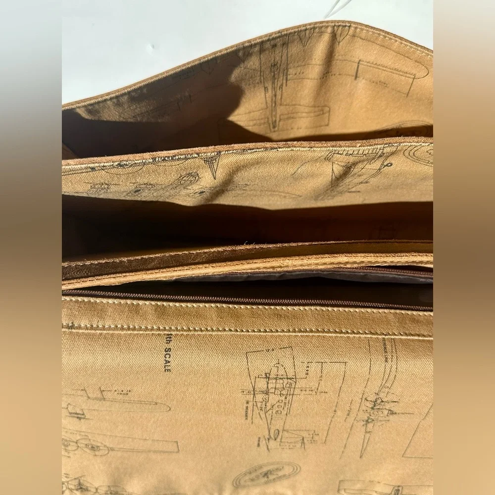 Scully Lamb Skin AeroSquadron Leather Briefcase Messenger Bag - Orange Brown